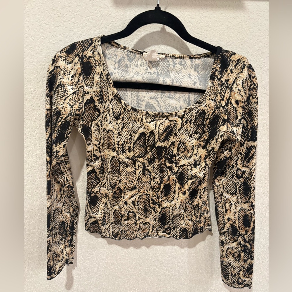 Olivia Rae Black and Tan Snake Print Blouse